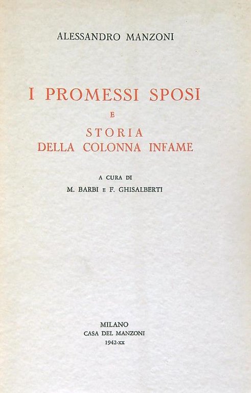 I promessi sposi e Storia della colonna infame