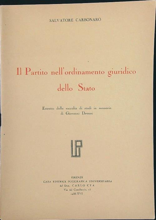 Il partito nell'ordinamento giuridico dello Stato