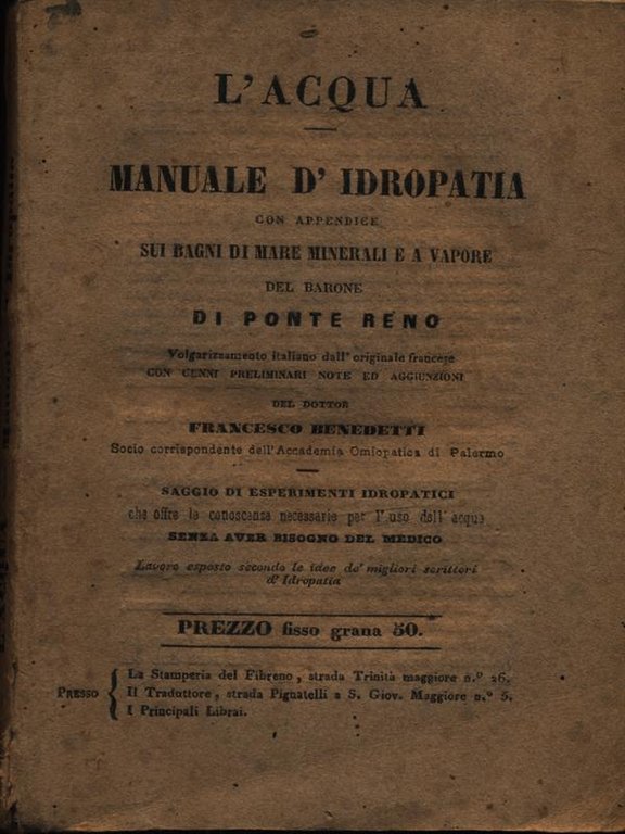 L'acqua manuale d'idropatia