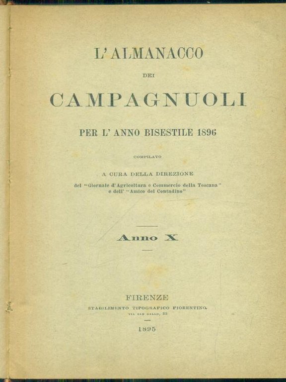 L'almanacco dei campagnuoli per l'anno bisestile 1896
