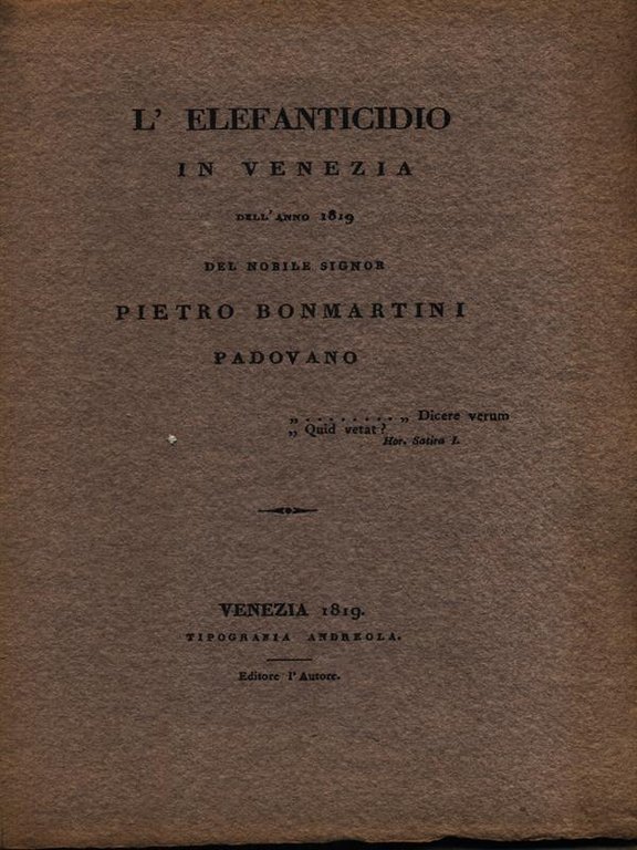 L'Elefanticidio In Venezia