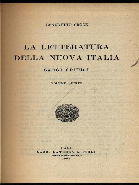 La Letteratura della nuova Italia. Saggi critici. Volume quinto | Immagine Gallery 2
