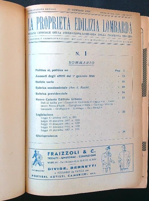 La proprieta' edilizia lombarda annata 1958