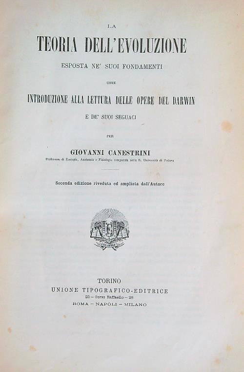 La teoria dell'evoluzione esposta ne suoi fondamenti