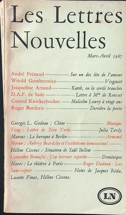 Les Lettres Nouvelles mars-avril 1967