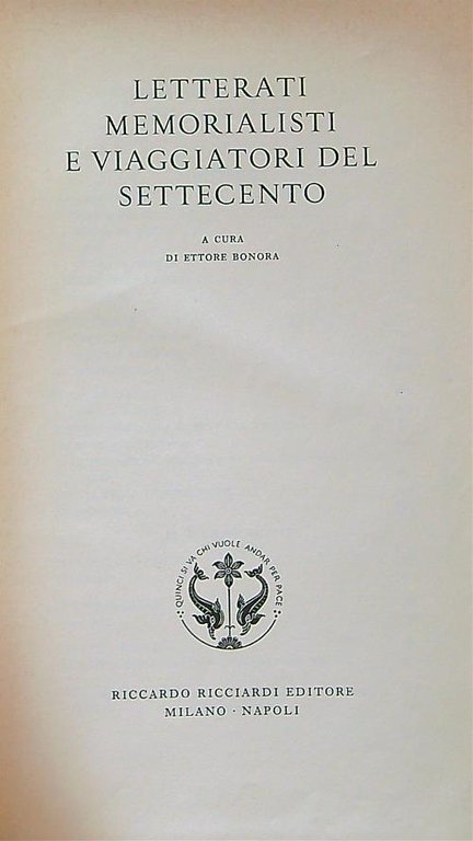 Letterati Memorialisti Viaggiatori del Settecento.