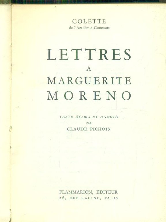 Lettres a Marguerite Moreno
