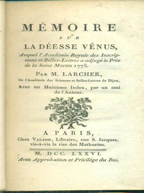 Memoire sur la deesse venus
