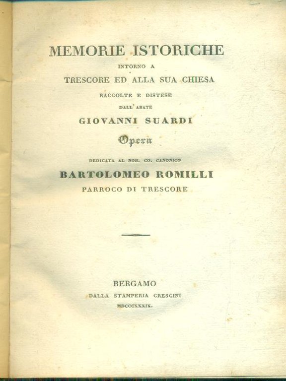 Memorie istoriche intorno a Trescore ed alla sua chiesa