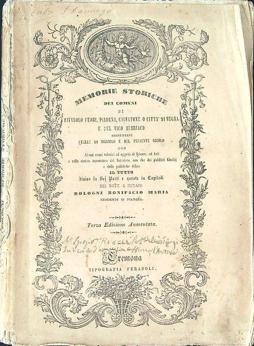 Memorie storiche dei comuni di Rivarolo Fuori, Piedena, Calvatone o …