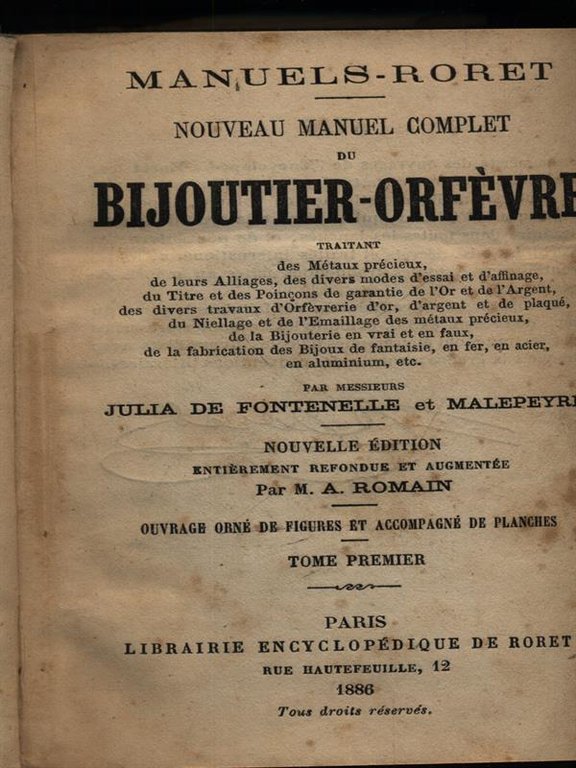 Nouveau manuel complet de Bijouter-Orfevre