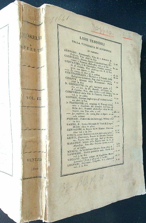 Operette di Iacopo Morelli bibliotecario di S. Marco vol. III