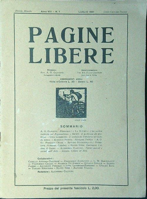 Pagine libere n. 7/luglio 1921 | Immagine principale
