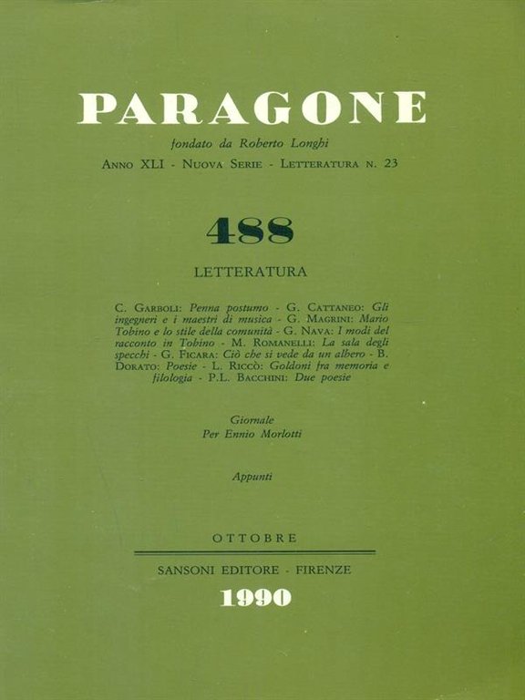 Paragone 488 anno XLI - Letteratura