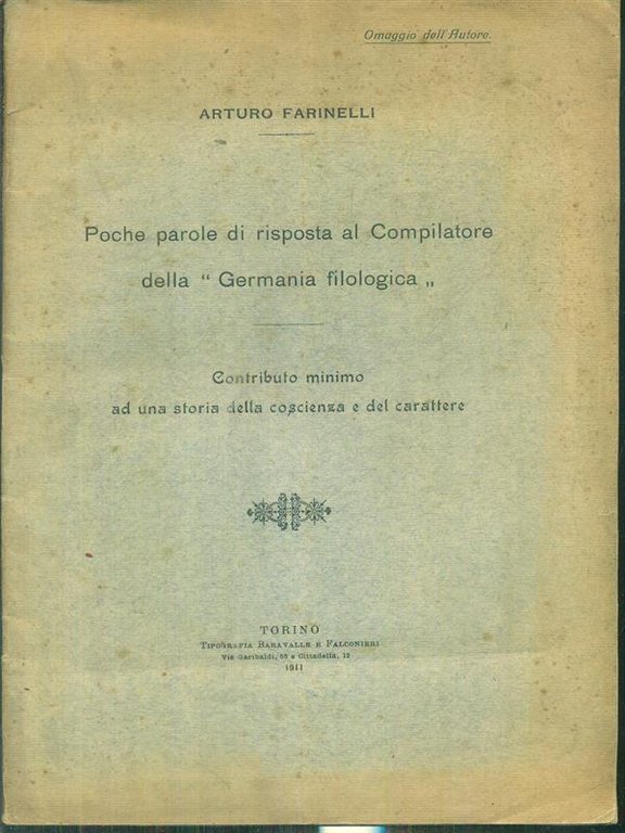 Poche parole di risposta al Compilatore della 'Germania filologica'