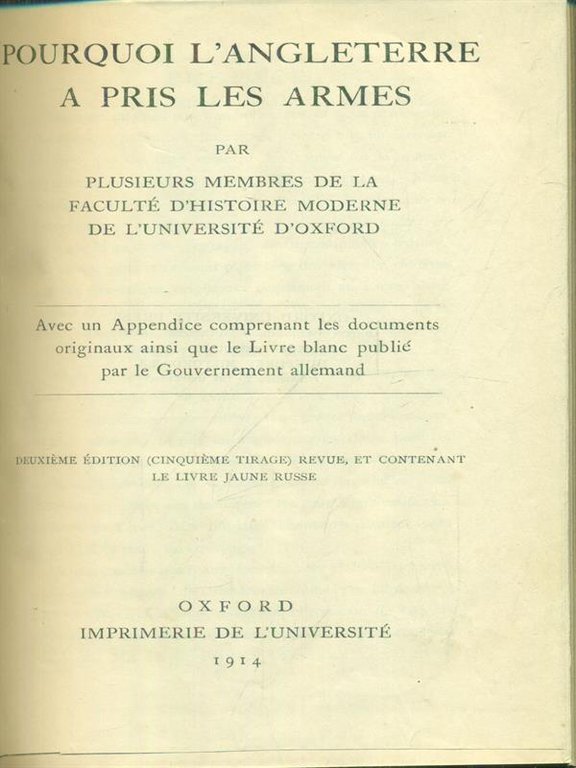 Pourquoi l'Angleterre a pris les armes