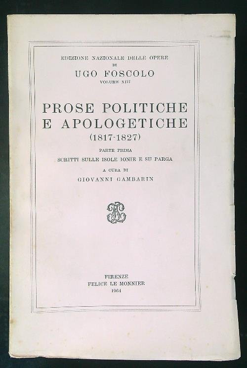 Prose politiche e apologetiche Parte prima