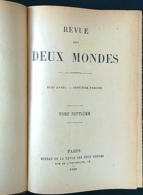 Revue des deux mondes n. 7/janvier 1922
