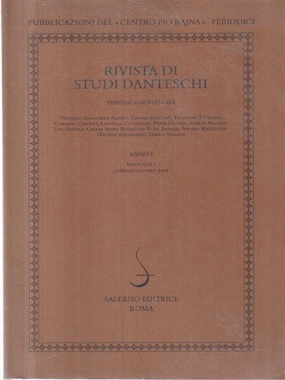Rivista Di Studi Danteschi Anno I Fascicolo I