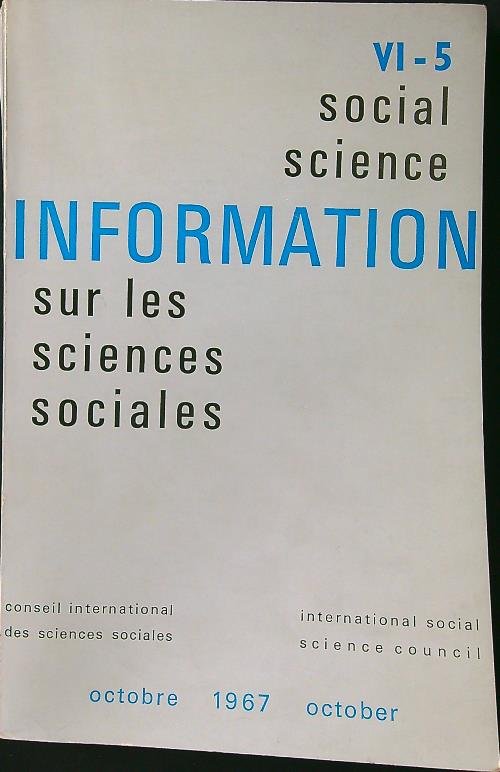 Social science information sur les sciences sociales vol. VI-5/octobre 1967 | Immagine principale