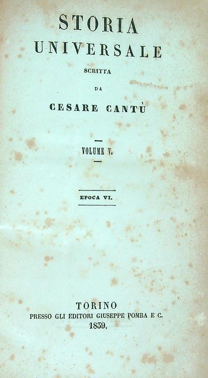 Storia universale. Volume V. Epoca VI