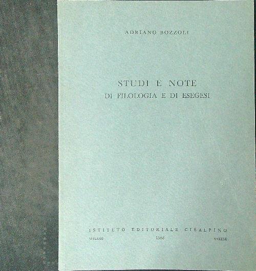 Studi e note di filologia e di esegesi | Immagine principale