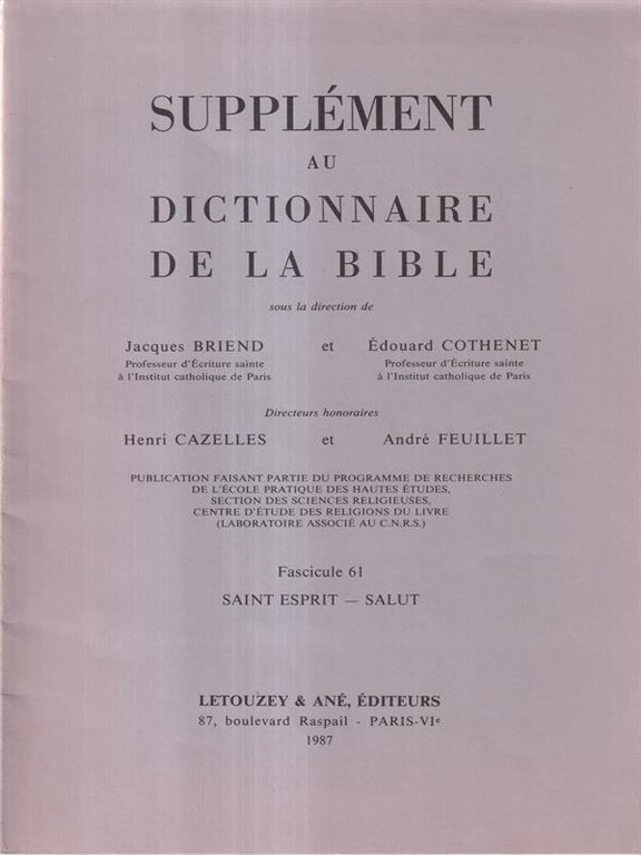 Supplement au dictionnaire de la Bible fascicule 61 | Immagine Gallery 2