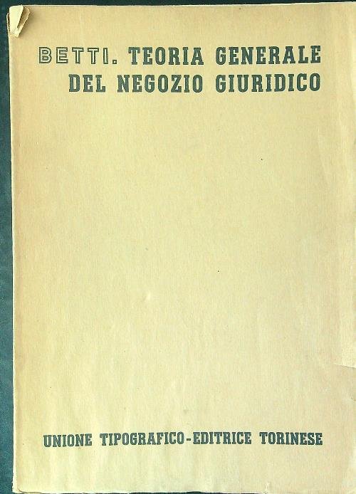 Teoria generale del negozio giuridico