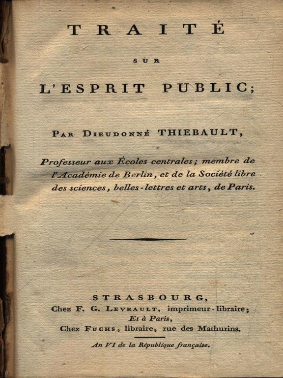 Traite' Sur L'esprit Public