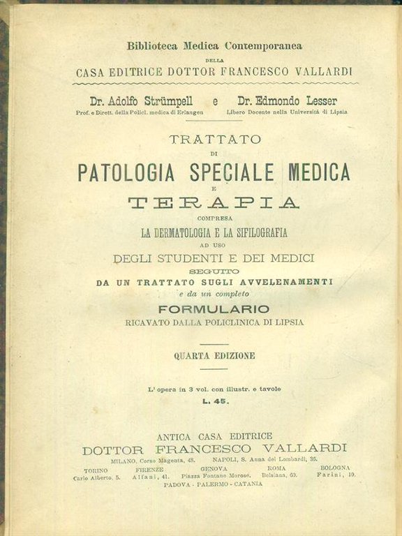 Trattato di patologia e terapia medica 3vv