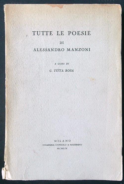 Tutte le poesie di Alessandro Manzoni