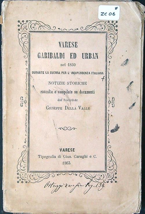 Varese Garibaldi ed Urban nel 1859