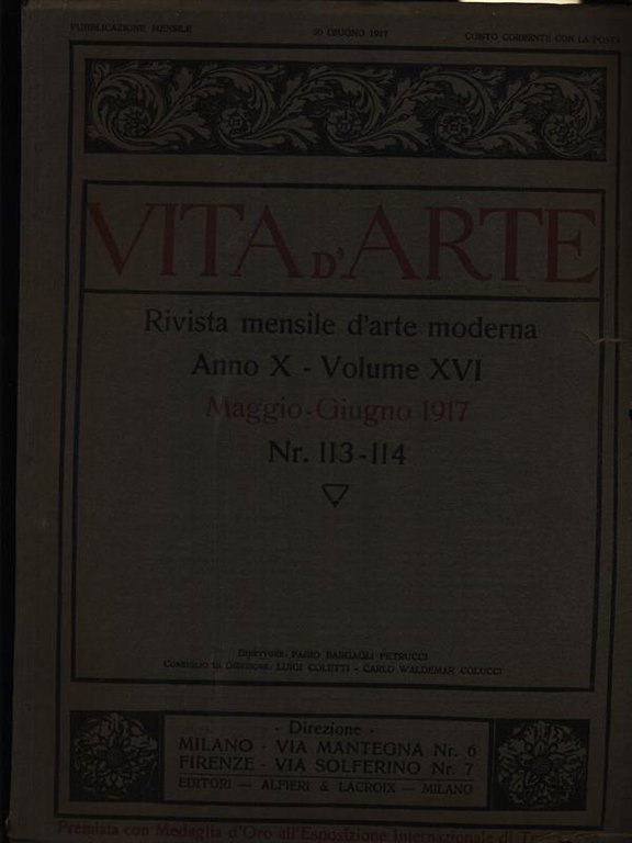 Vita d'arte n. 113-114/maggio-giugno 1917
