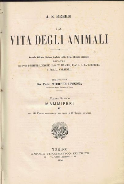 La vita degli animali. Volume Secondo - I mammiferi II