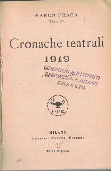 Cronache teatrali 1919