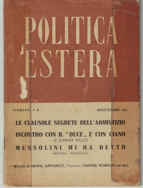 Politica estera mensile n° 7-8 ago-set. 1944, contiene: Le clausole …