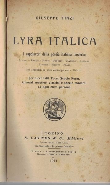 Lyra italica. I capolavori della poesia italiana moderna