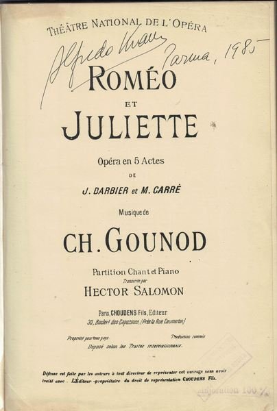 Romèo et Juliette. Opera en 5 Actes. Musique de Ch. …