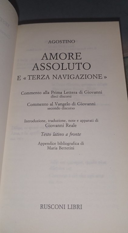 agostino amore assoluto e terza navigazione | Immagine Gallery 5