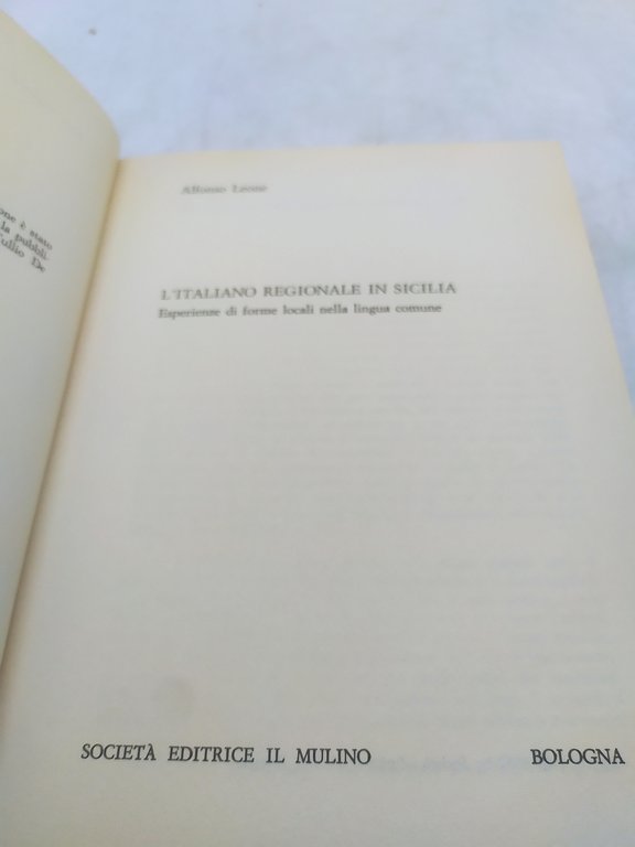 alfonso leone l'italiano regionale in sicilia il mulino