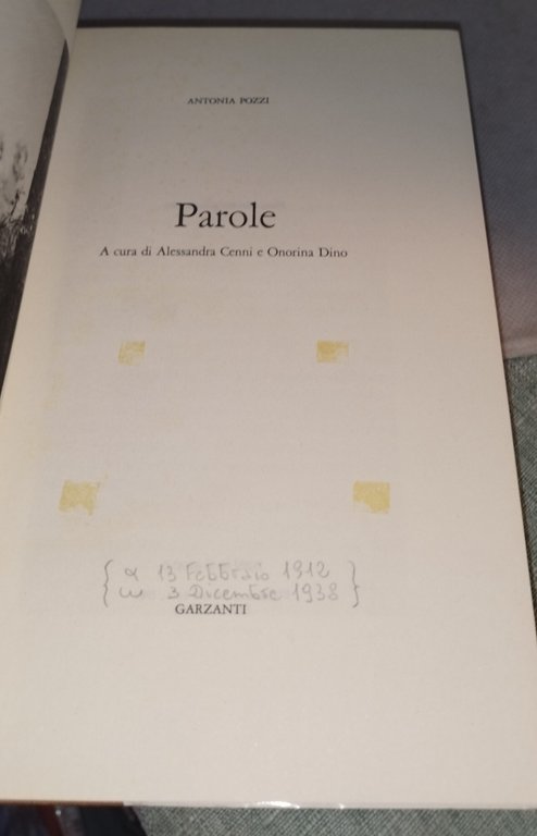 antonia pozzi parole garzanti 1989 | Immagine Gallery 9