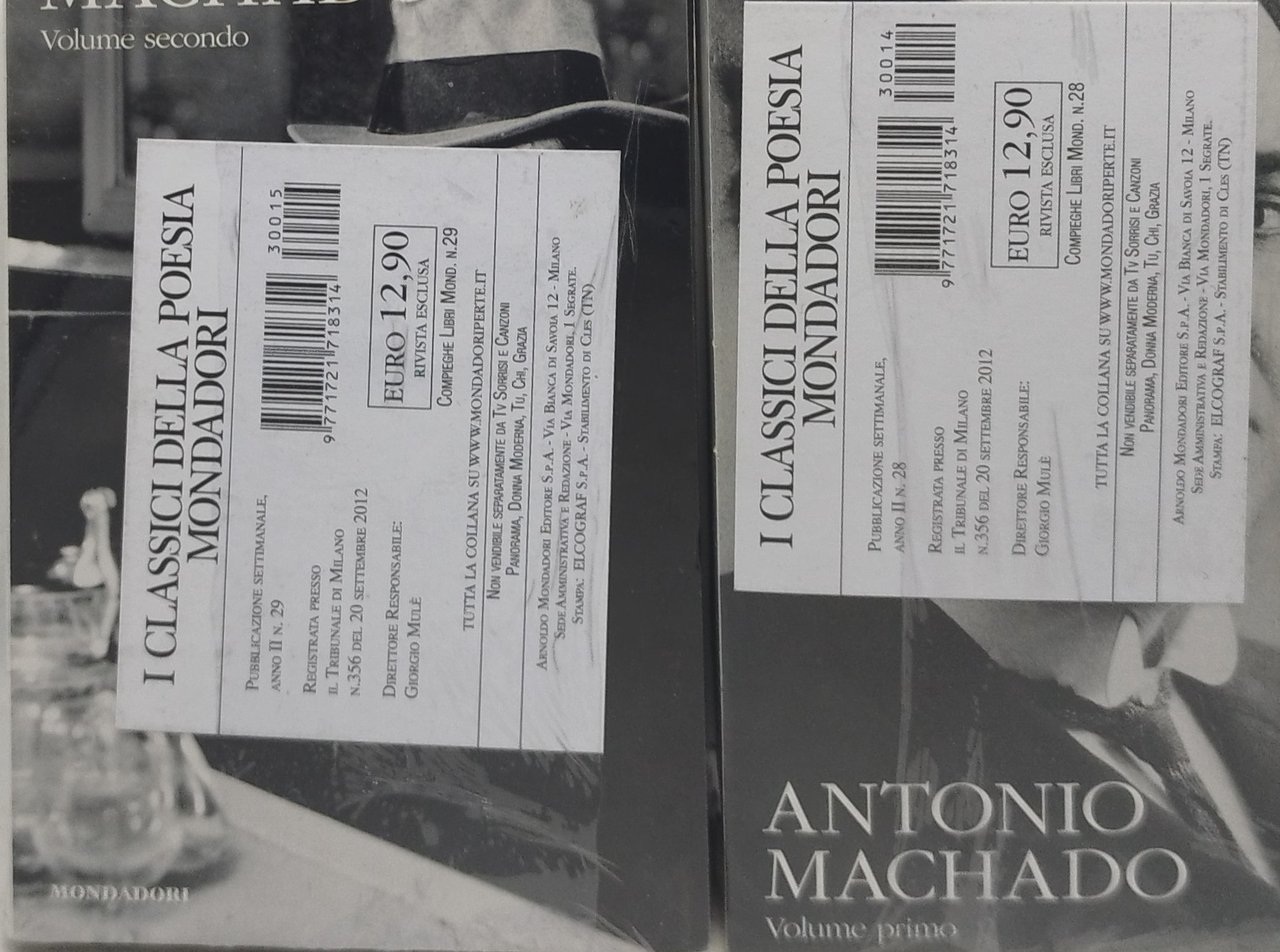 antonio machado i classici della poesia mondadori 2 volumi nuovi