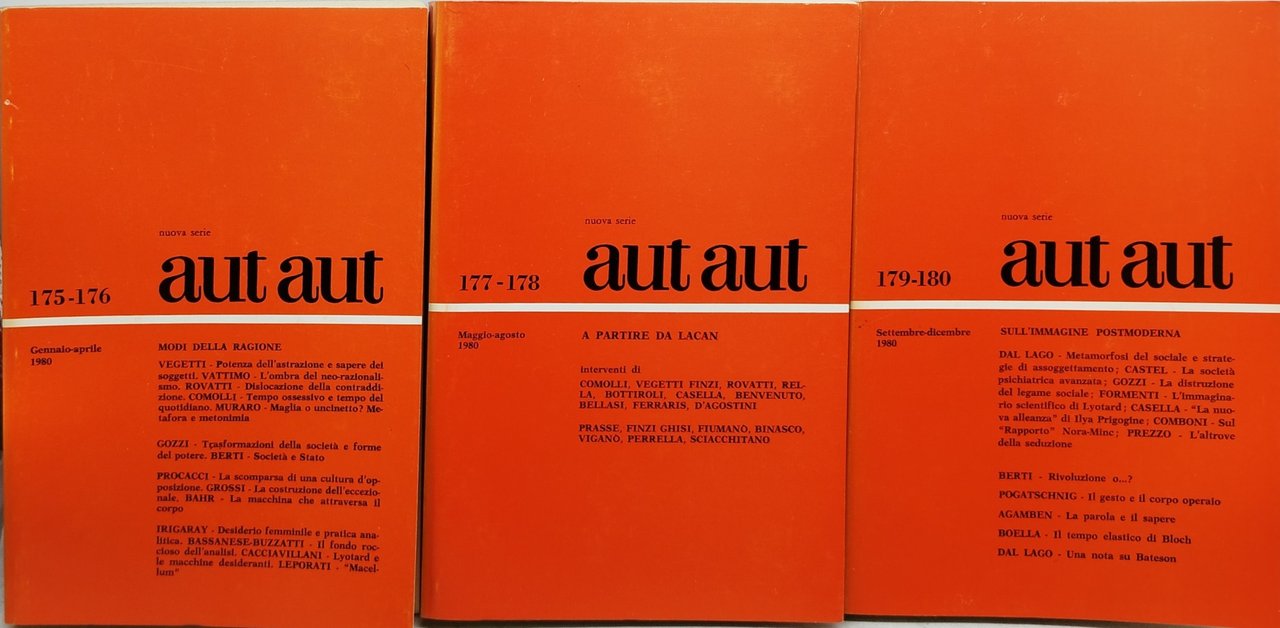 aut aut rivista bimestrale fondata da enzo paci 3 volumi …