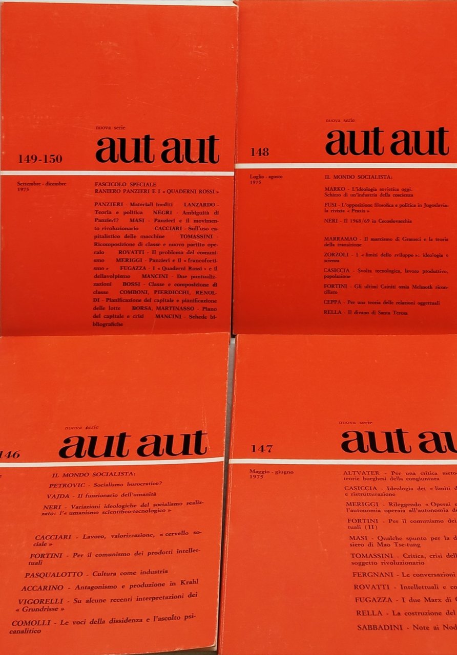 aut aut rivista bimestrale fondata da enzo paci 4 volumi …