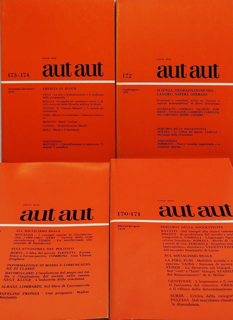 aut aut rivista bimestrale fondata da enzo paci 4 volumi …
