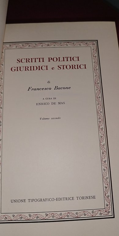 bacone scritti politici giuridici e storici classici utet 2 volumi | Immagine Gallery 7
