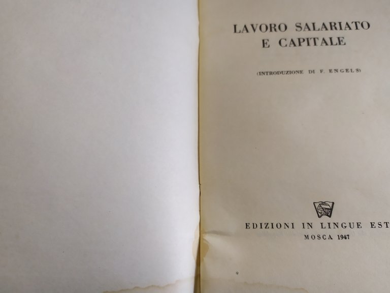 c.marx lavoro salariato e capitale edizioni in lingue estere mosca …