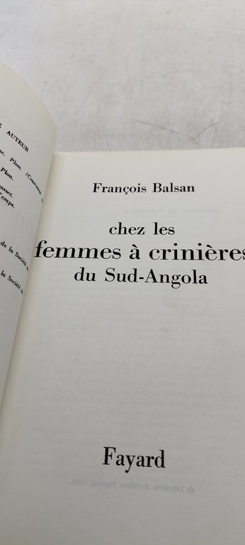 chez les femmes a crinieres du sud angola fayard francois …