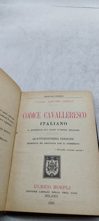 codice cavalleresco italiano 14^ edizione