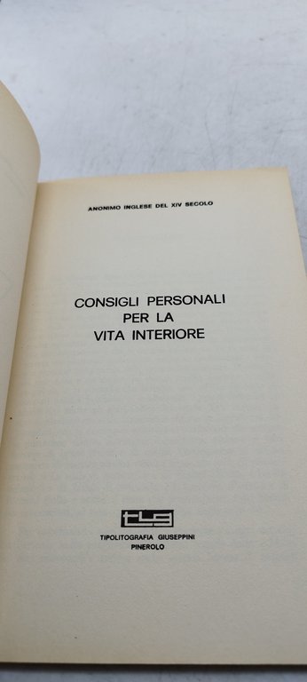 consigli personali per la vita interiore anonimo inglese del IV …